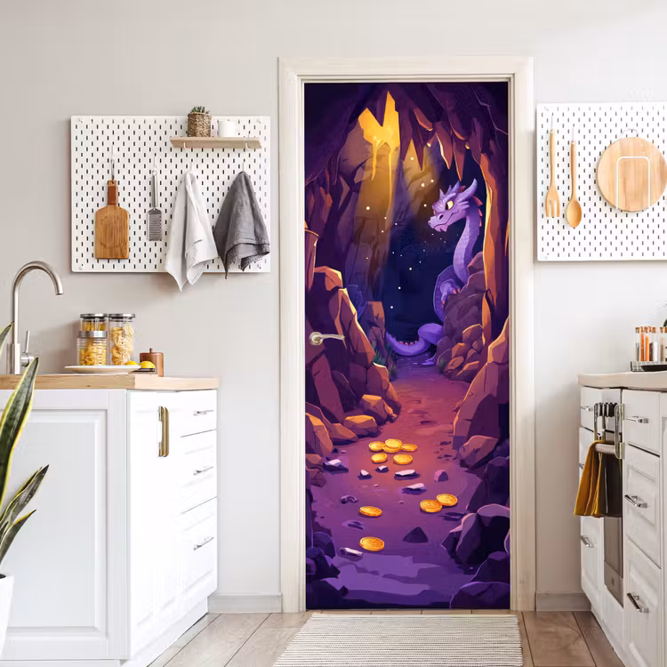 Deursticker - Grot - Draak - Fantasie - Paars — 7