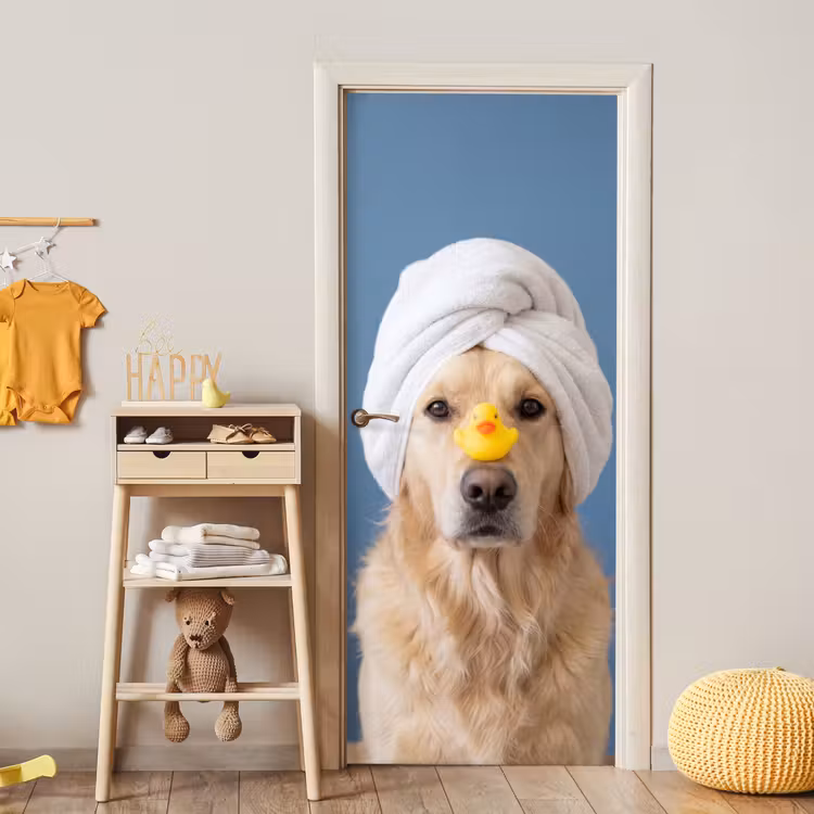 Deursticker - Hond - Badeend - Geel — 6