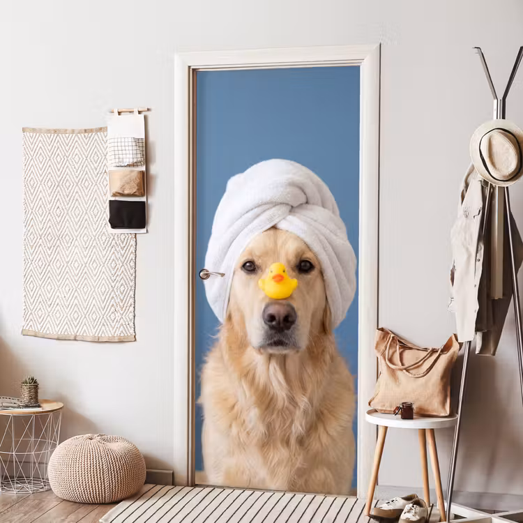 Deursticker - Hond - Badeend - Geel — 8