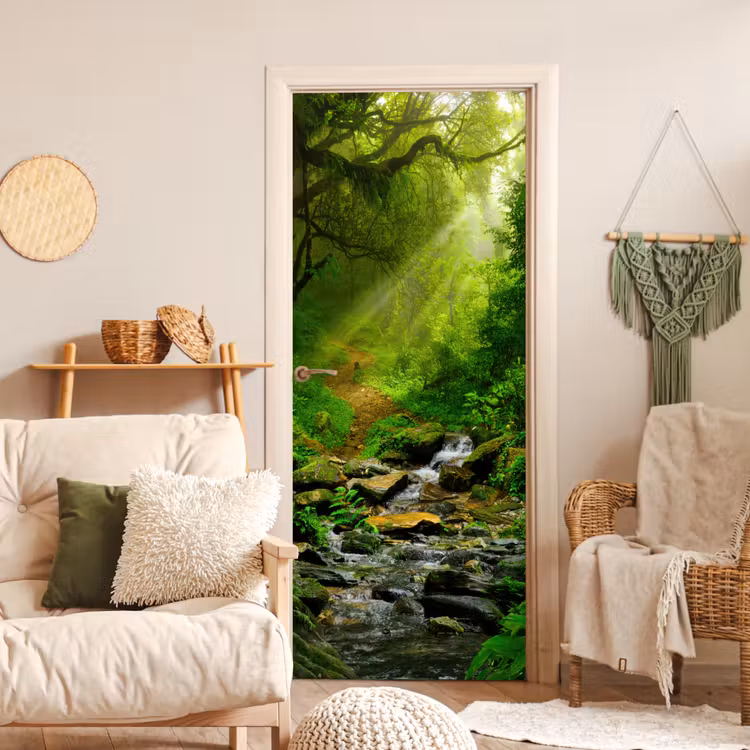 Deursticker - Jungle - Groen - Waterval - Natuur — 4