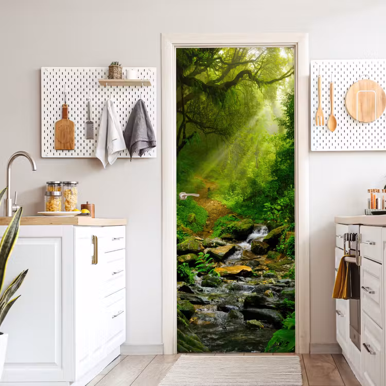 Deursticker - Jungle - Groen - Waterval - Natuur — 7