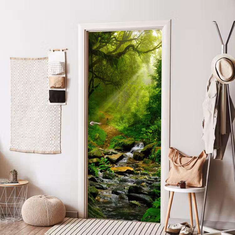 Deursticker - Jungle - Groen - Waterval - Natuur — 8
