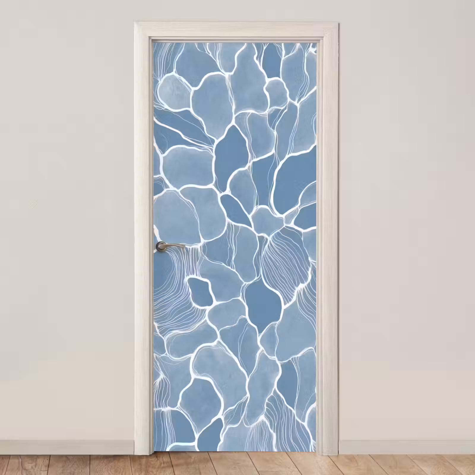 Deursticker - Abstract - Blauw - Bladeren — 1