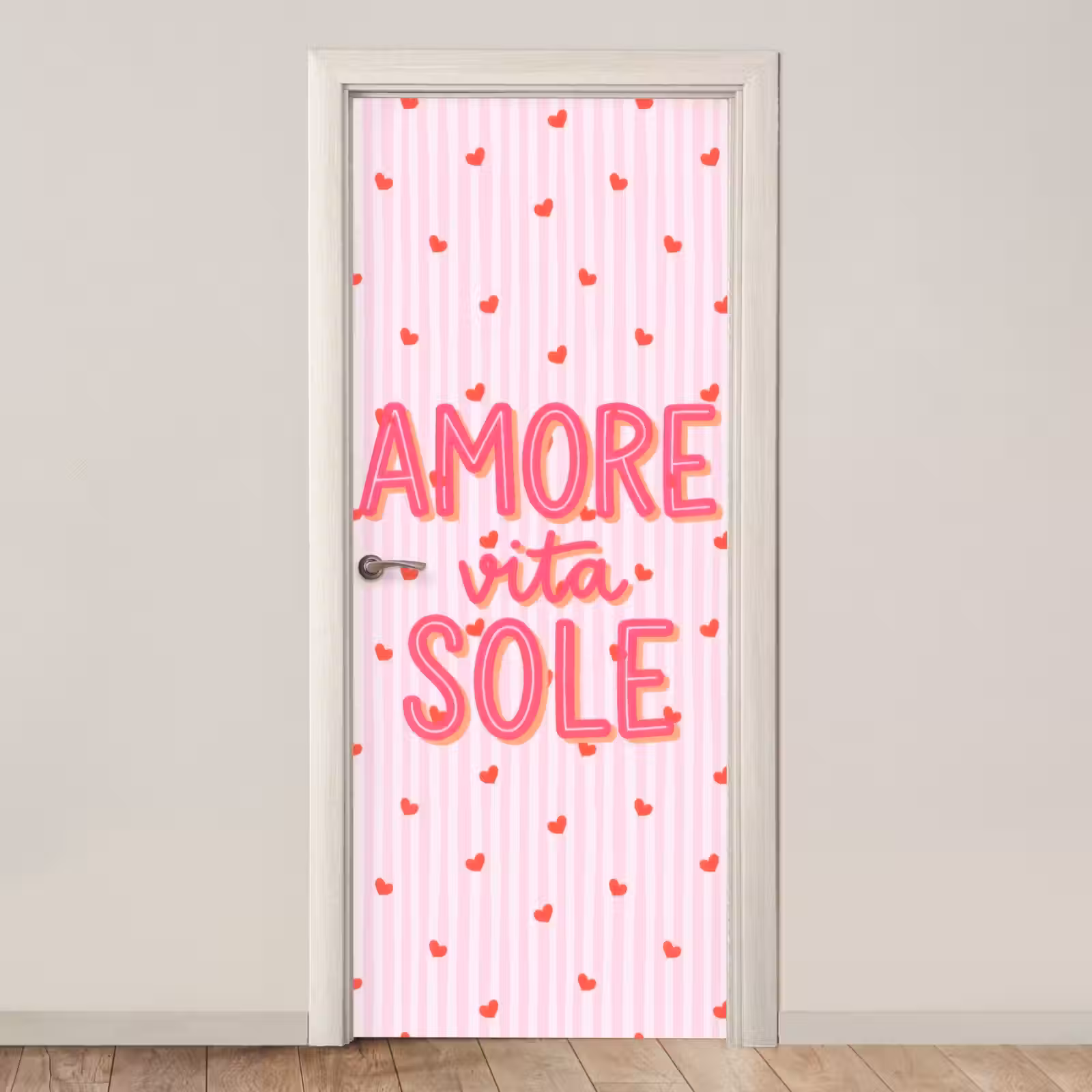 Deursticker - Amore vita sole - Roze - Hartjes — 1