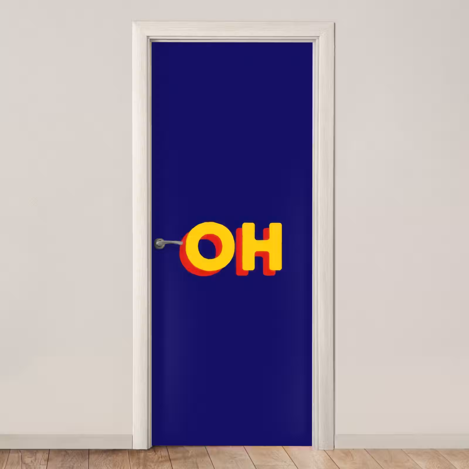 Deursticker - Blauw - Geel - OH - Schaduw — 1