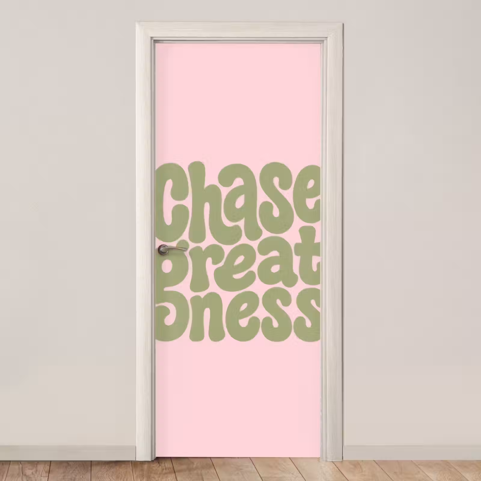 Deursticker - Chase greatness - Groen - Roze - Retro — 1