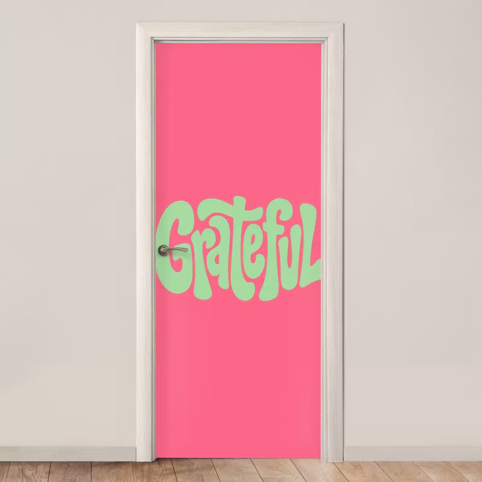 Deursticker - Grateful - Groen - Grafisch - Vloeiend — 1