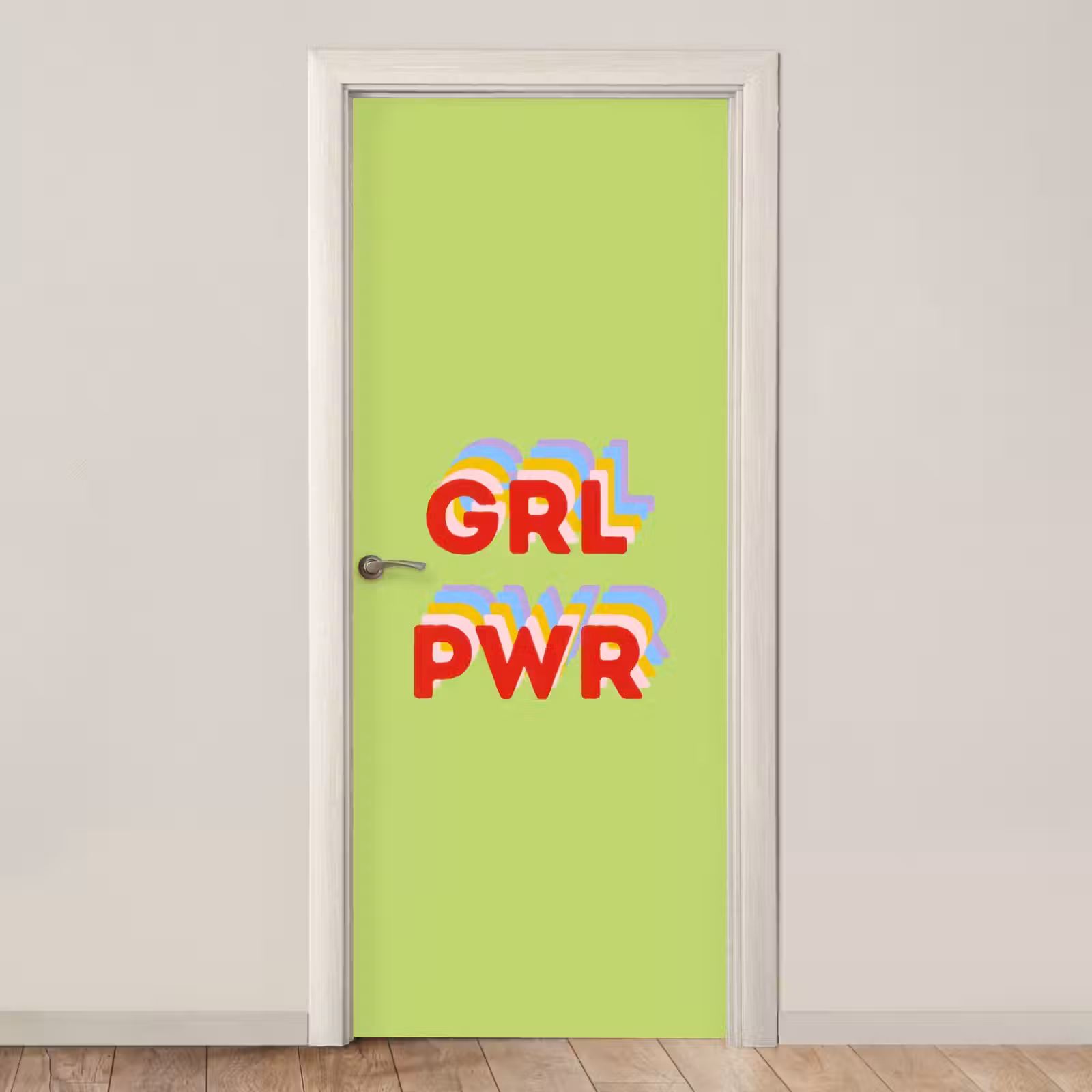 Deursticker - Grl pwr - Groen - Rood - 3D — 1