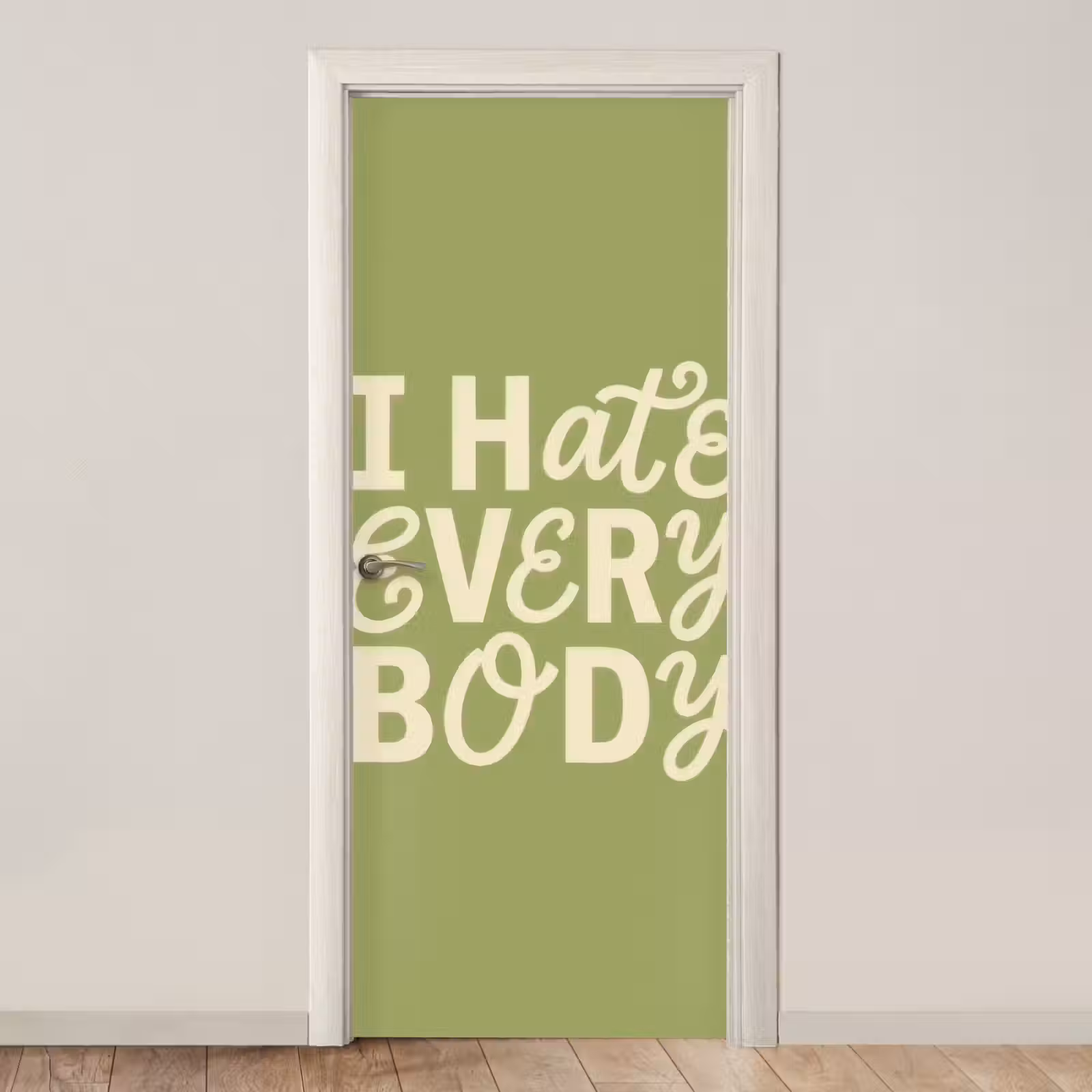 Deursticker - I hate everybody - Groen - Retro — 1