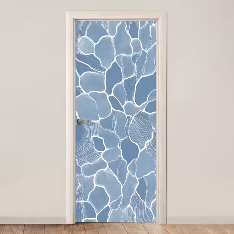 Deursticker - Abstract - Blauw - Bladeren — 1
