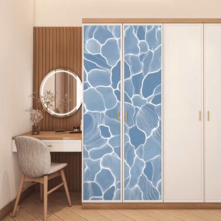 Deursticker - Abstract - Blauw - Bladeren — 5