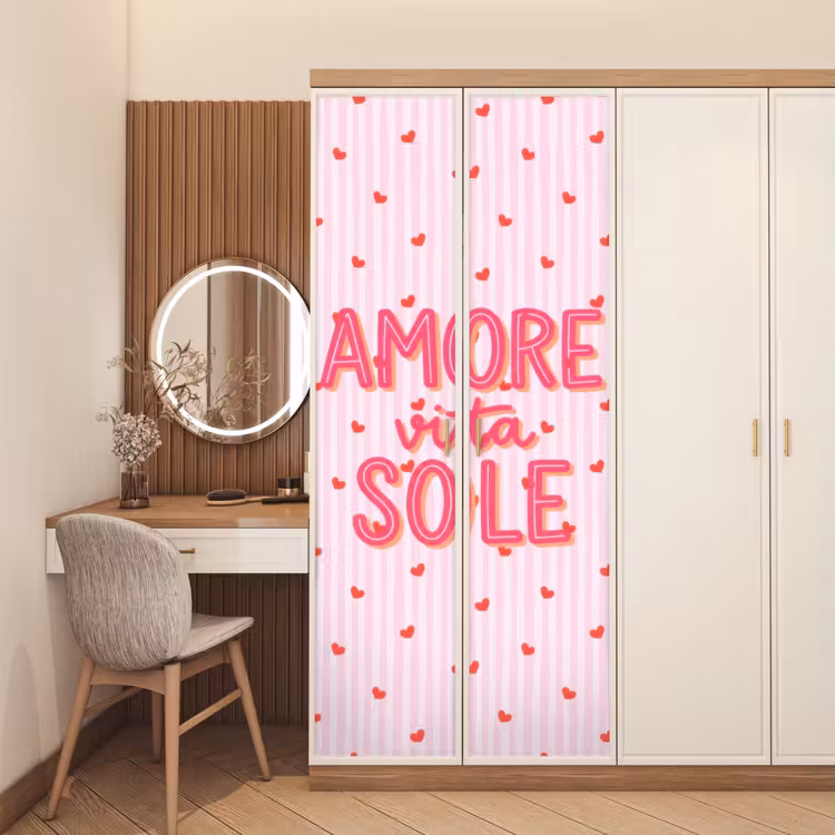 Deursticker - Amore vita sole - Roze - Hartjes — 5