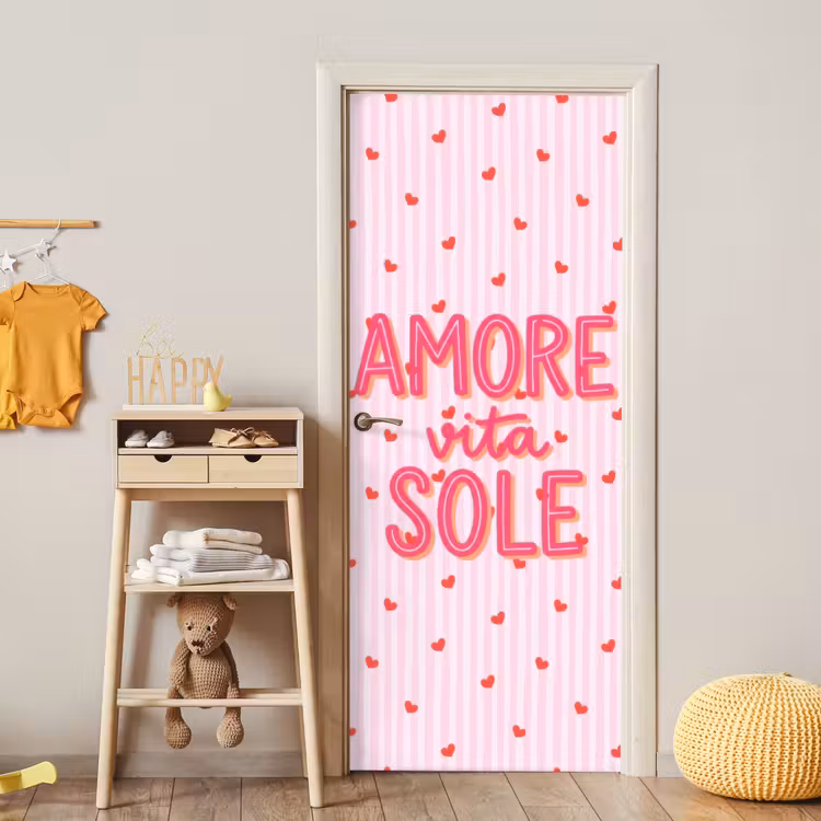 Deursticker - Amore vita sole - Roze - Hartjes — 6