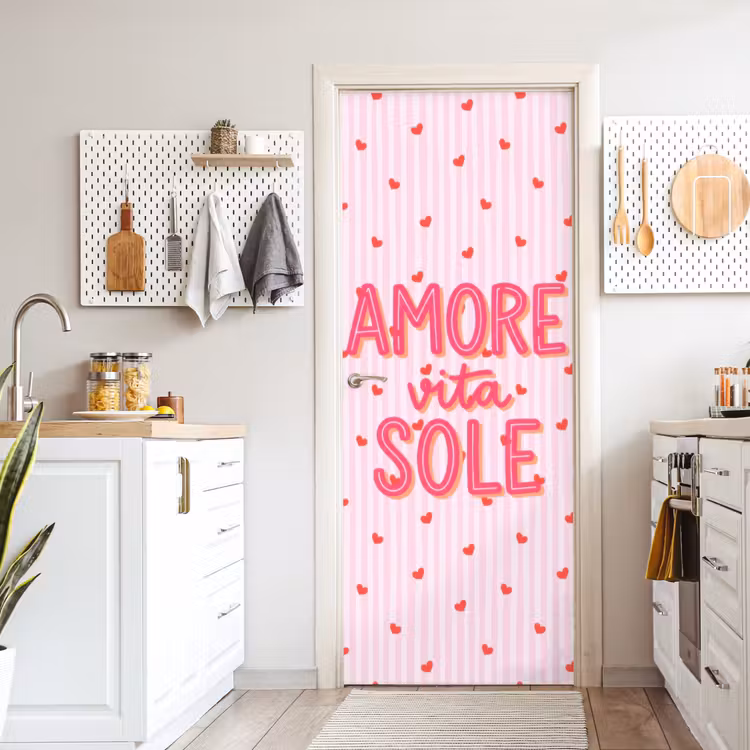 Deursticker - Amore vita sole - Roze - Hartjes — 7
