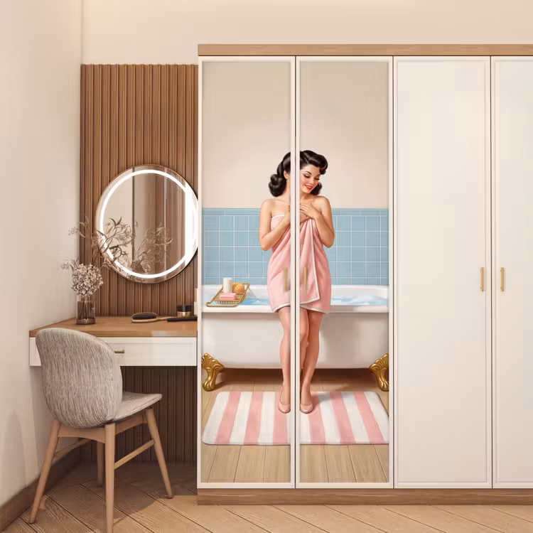 Deursticker - Badkamer - Vrouw - Roze — 5