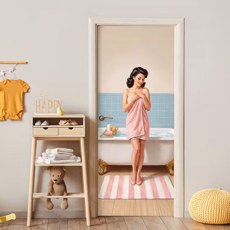 Deursticker - Badkamer - Vrouw - Roze — 6