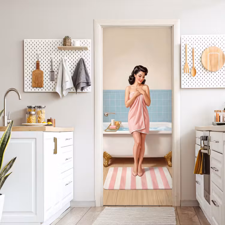 Deursticker - Badkamer - Vrouw - Roze — 7