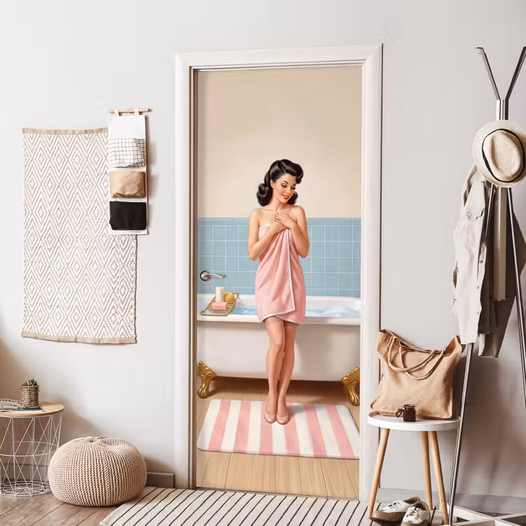 Deursticker - Badkamer - Vrouw - Roze — 8