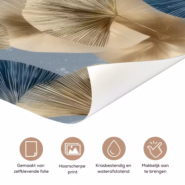 Deursticker - Bladeren - Abstract - Goud - Blauw — 3