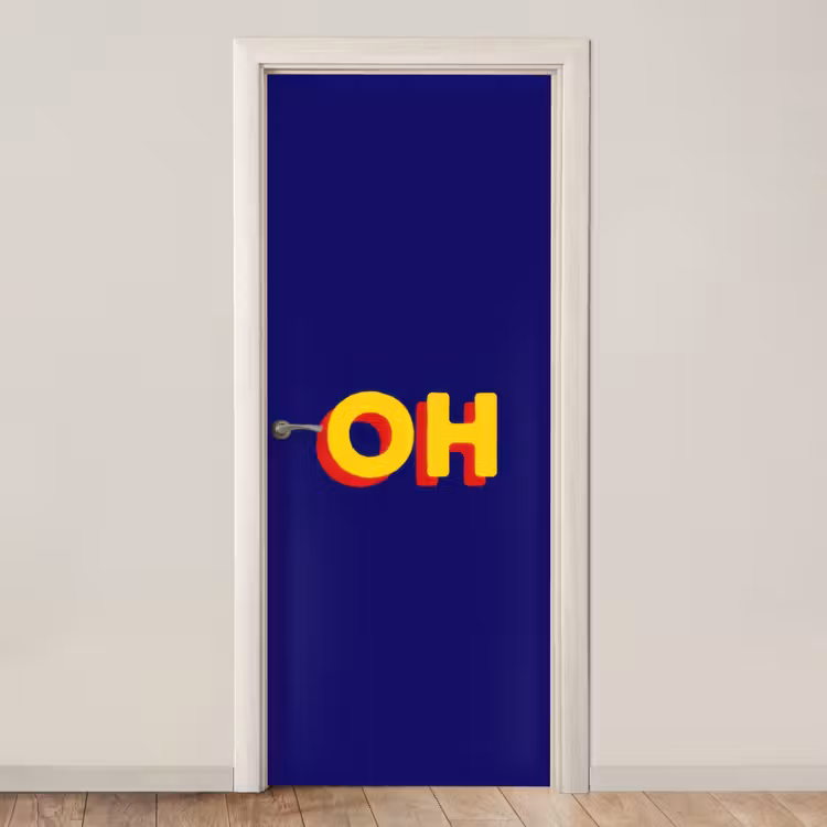 Deursticker - Blauw - Geel - OH - Schaduw — 1