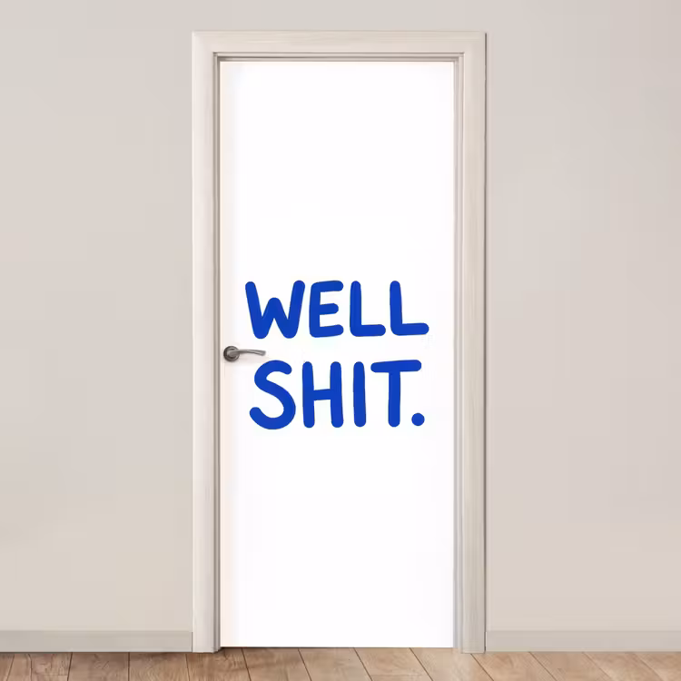 Deursticker - Blauw - Quote - Wit — 1