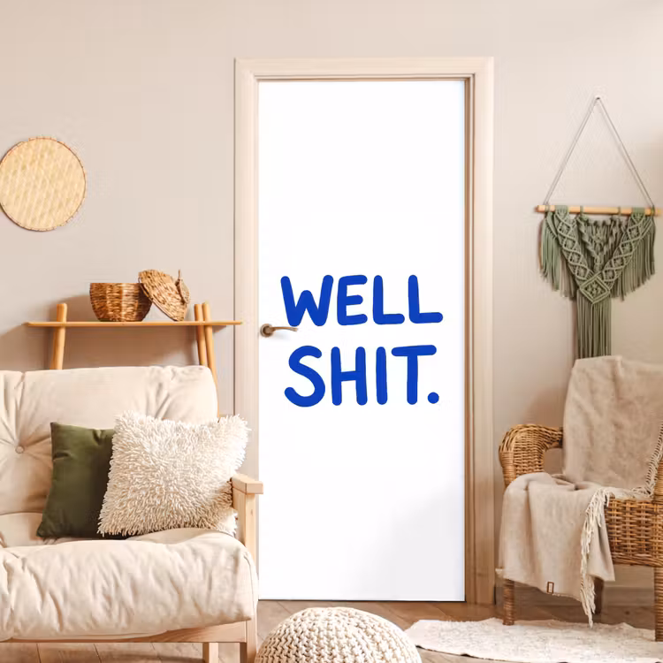 Deursticker - Blauw - Quote - Wit — 4