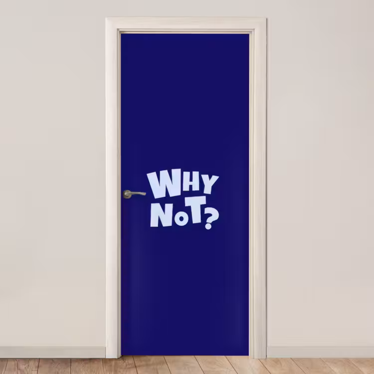 Deursticker - Blauw - Why not - Minimalistisch — 1