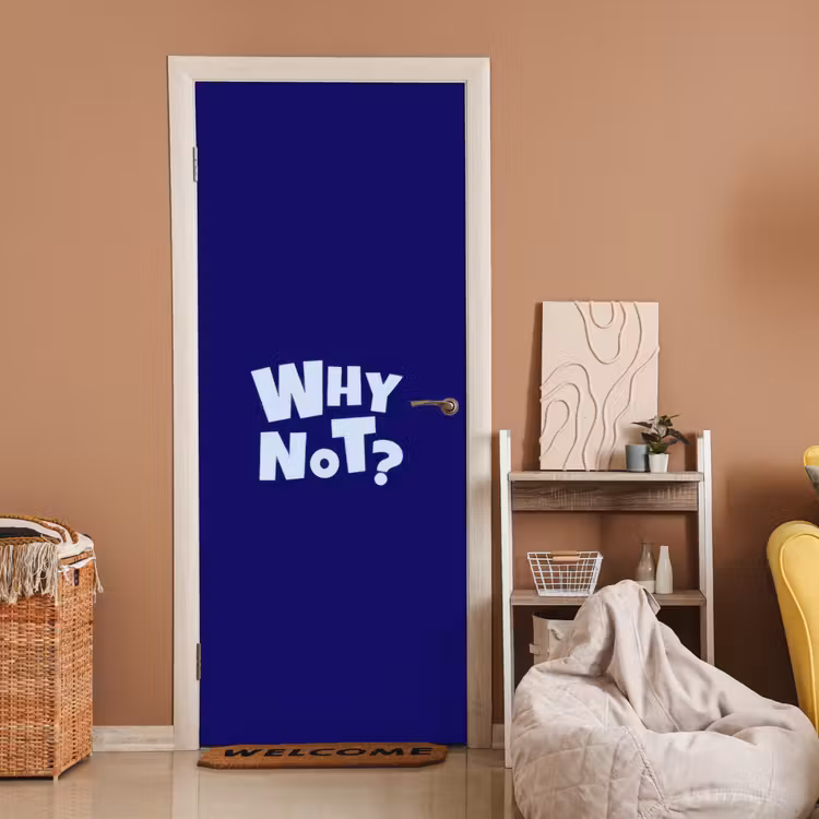 Deursticker - Blauw - Why not - Minimalistisch — 2