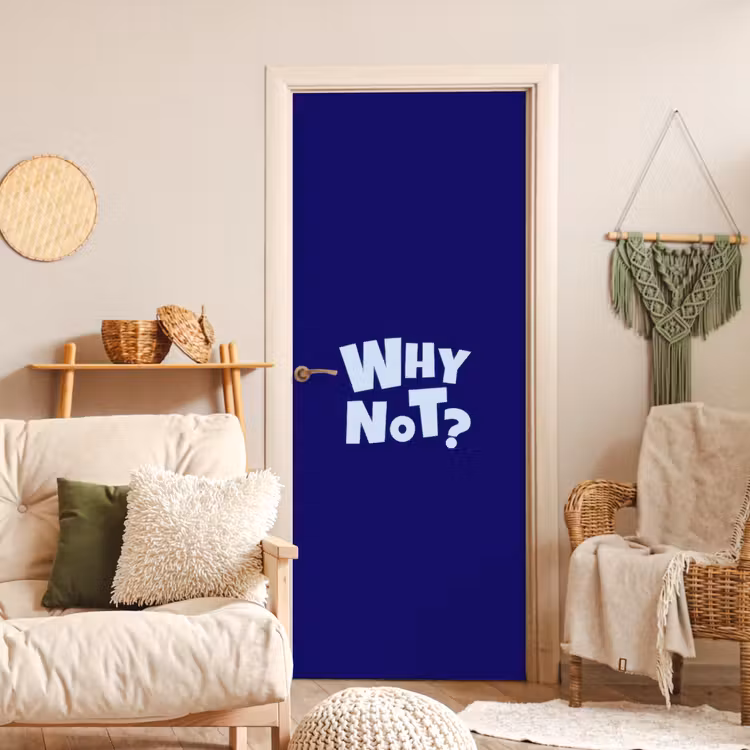 Deursticker - Blauw - Why not - Minimalistisch — 4