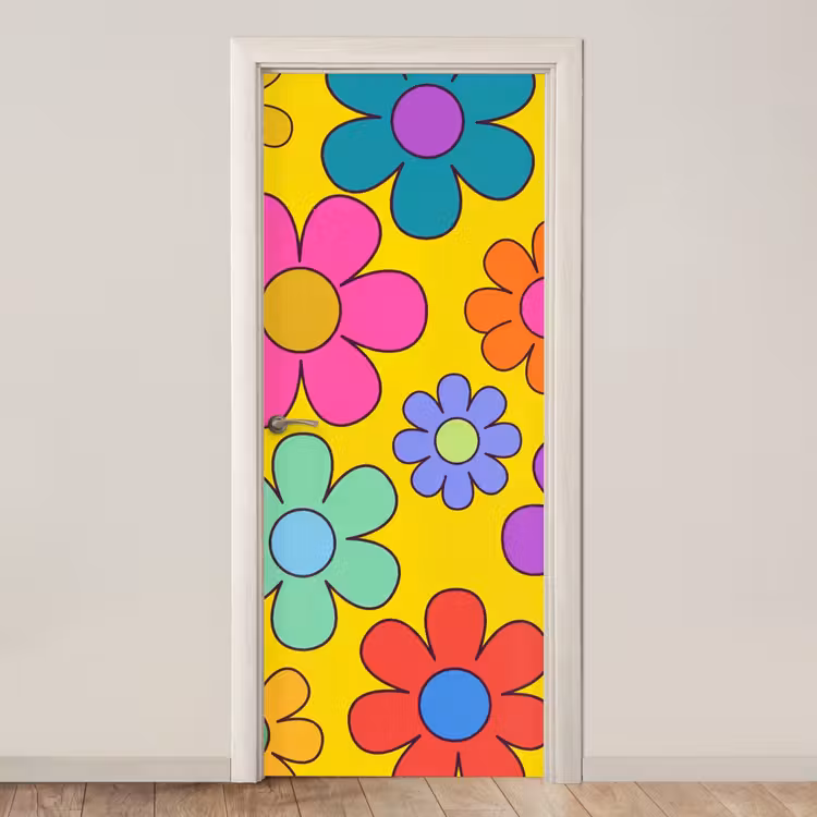 Deursticker - Bloemen - Illustratie - Kleurrijk — 1