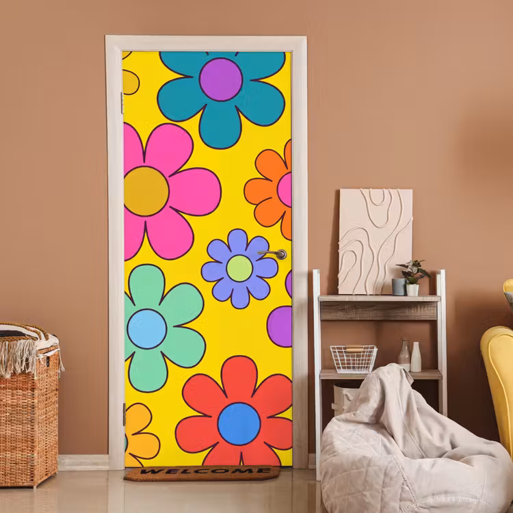Deursticker - Bloemen - Illustratie - Kleurrijk — 2