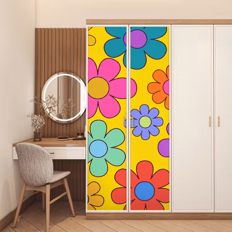 Deursticker - Bloemen - Illustratie - Kleurrijk — 5