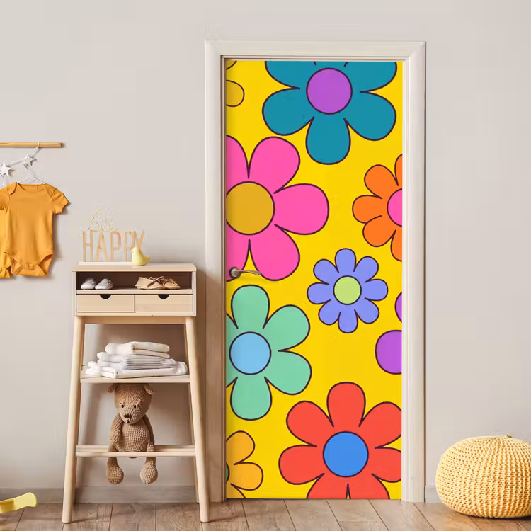 Deursticker - Bloemen - Illustratie - Kleurrijk — 6