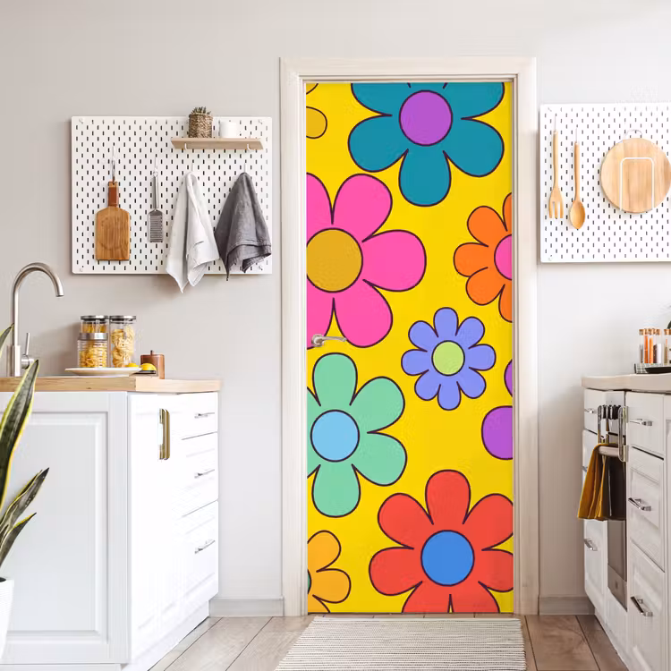 Deursticker - Bloemen - Illustratie - Kleurrijk — 7