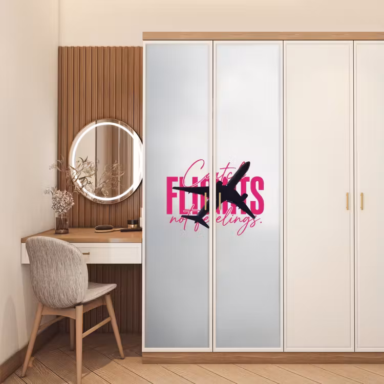 Deursticker - Catch flights not feelings - Vliegtuig - Roze — 5