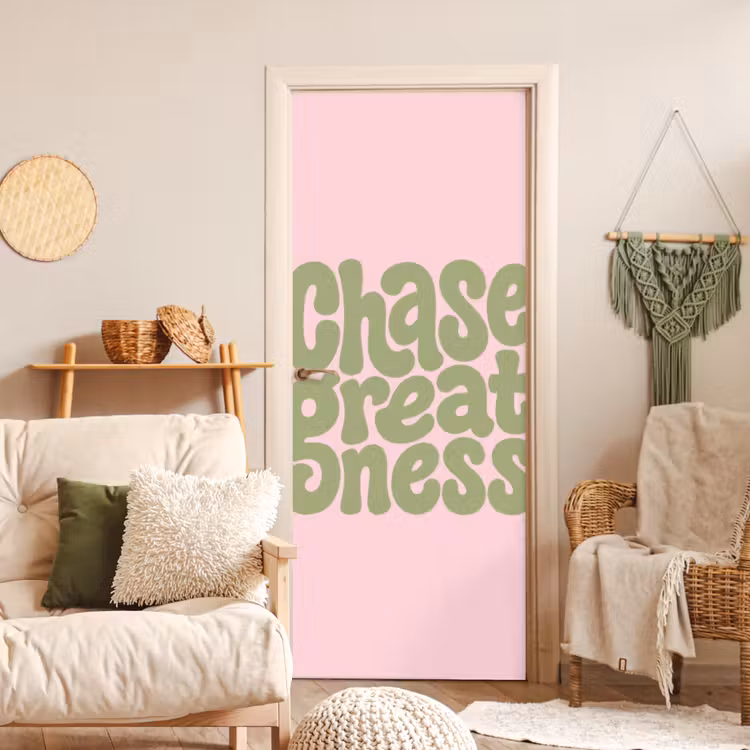 Deursticker - Chase greatness - Groen - Roze - Retro — 4