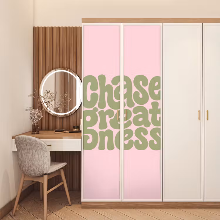 Deursticker - Chase greatness - Groen - Roze - Retro — 5