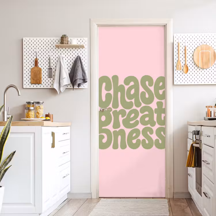 Deursticker - Chase greatness - Groen - Roze - Retro — 7
