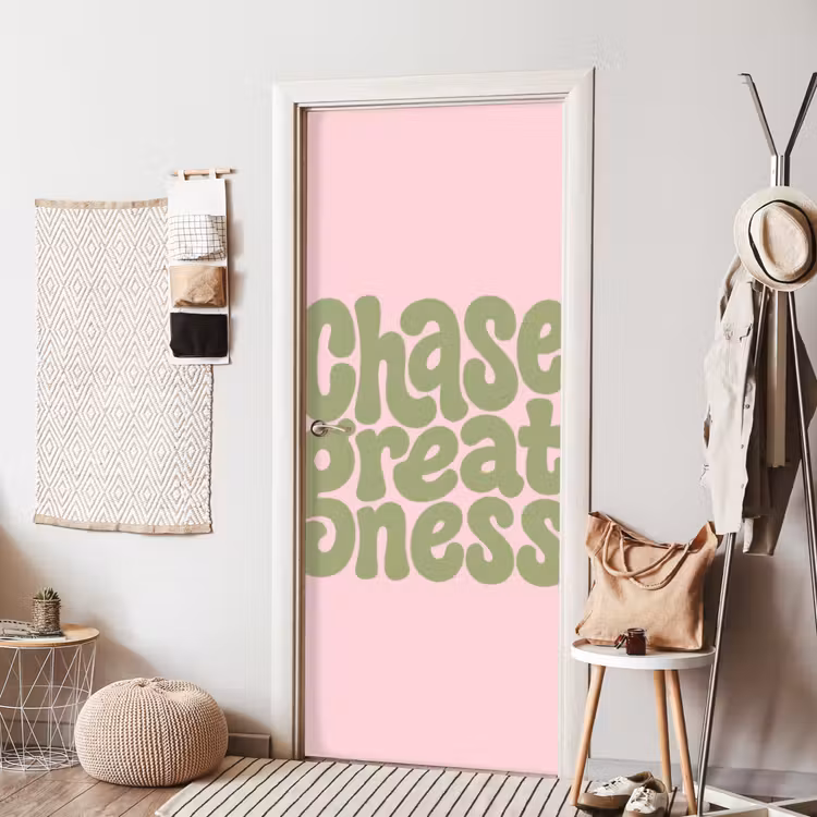 Deursticker - Chase greatness - Groen - Roze - Retro — 8