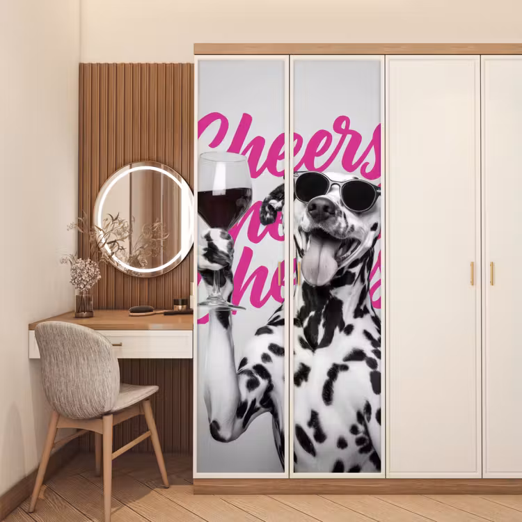 Deursticker - Cheers - Hond - Roze - Wijn — 5