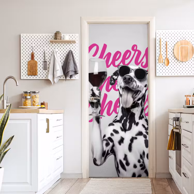 Deursticker - Cheers - Hond - Roze - Wijn — 7
