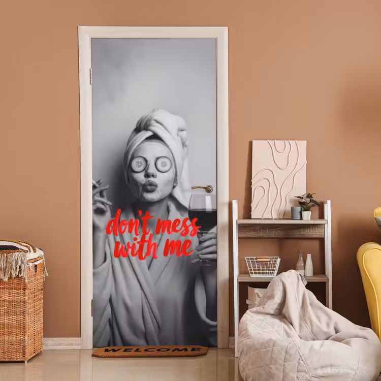 Deursticker - Don't mess with me - Wijn - Vrouw - Sigaret — 2