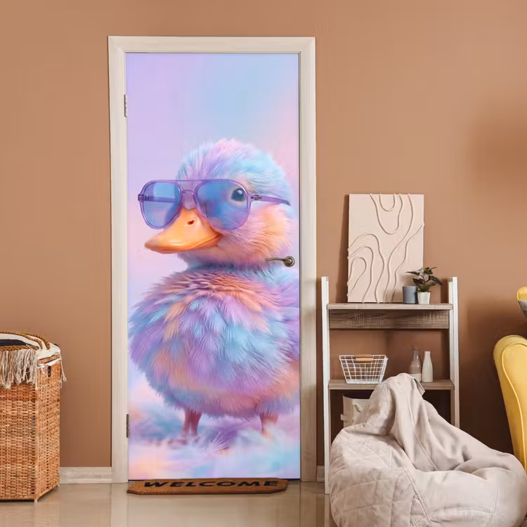 Deursticker - Eend - bril - Pastel — 2