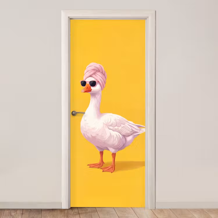 Deursticker - Eend - Zonnebril - Geel — 1