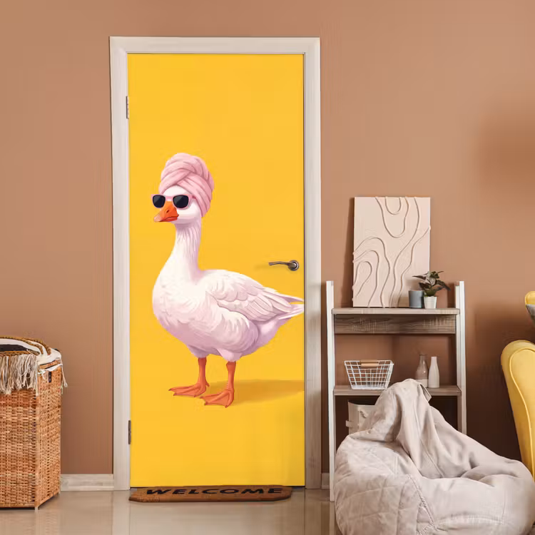 Deursticker - Eend - Zonnebril - Geel — 2