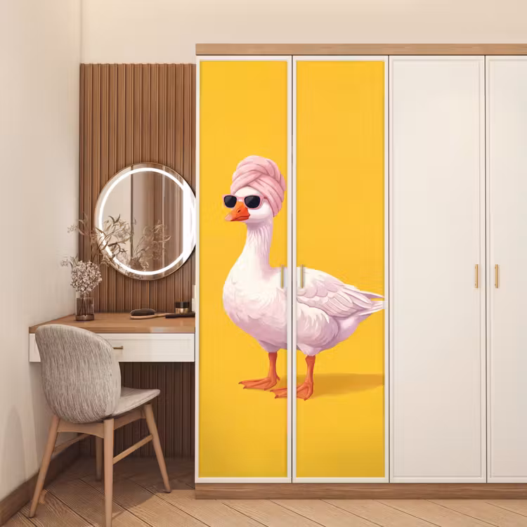 Deursticker - Eend - Zonnebril - Geel — 5