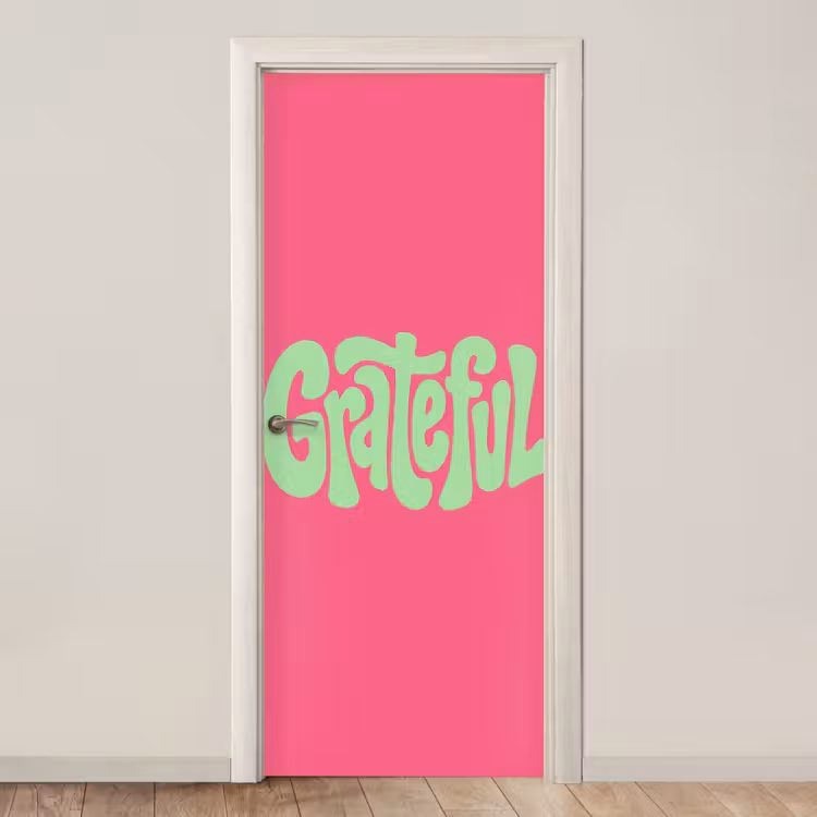 Deursticker - Grateful - Groen - Grafisch - Vloeiend — 1