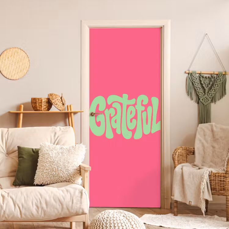 Deursticker - Grateful - Groen - Grafisch - Vloeiend — 4