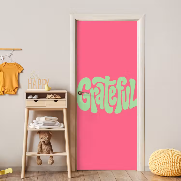 Deursticker - Grateful - Groen - Grafisch - Vloeiend — 6