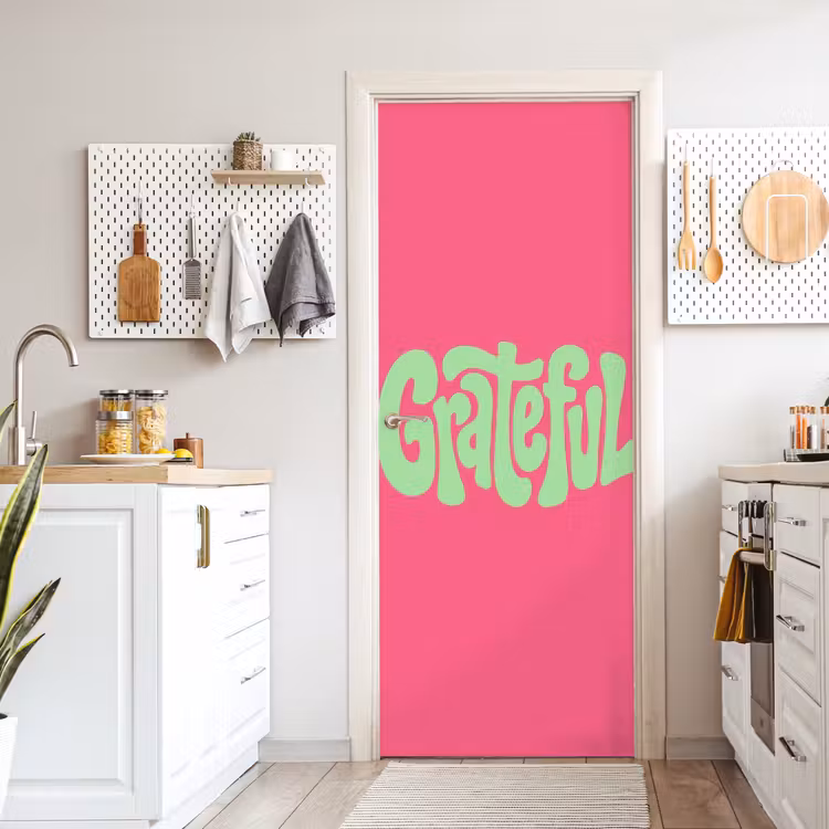 Deursticker - Grateful - Groen - Grafisch - Vloeiend — 7